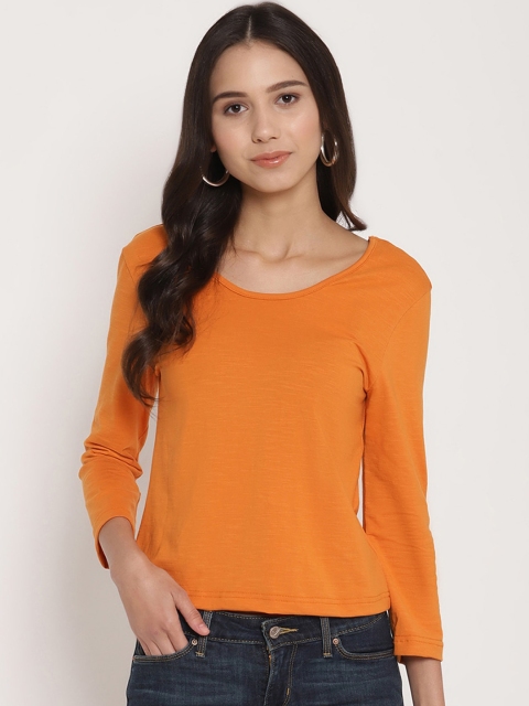 

FOSH Women Orange Solid Top
