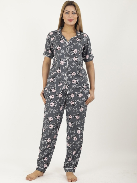 

NEUDIS Women Grey & White Printed Night Suit