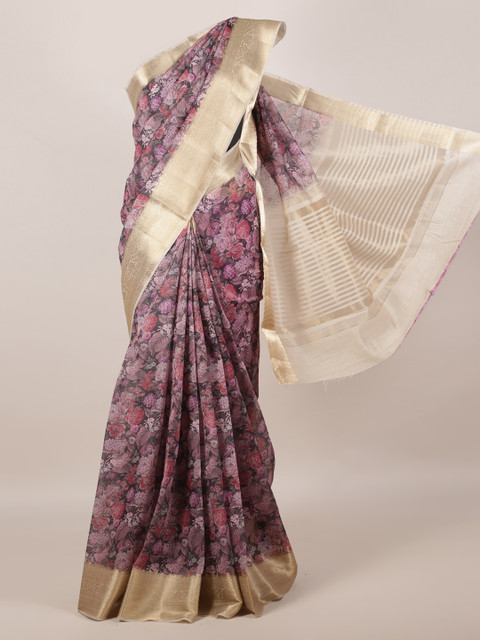 

Pothys Multicoloured & Purple Jute Silk Printed Saree, Multi