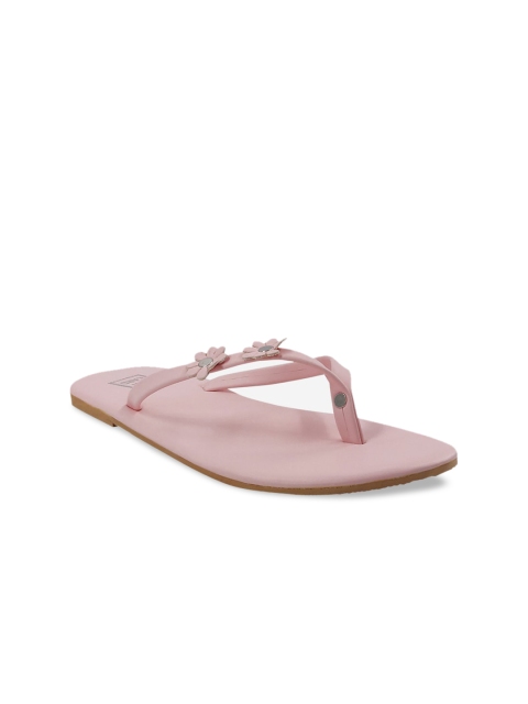 

POSTCARD Women Pink Embellished T-Strap Flats