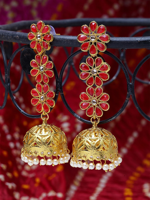 

Shining Diva Gold-Toned Contemporary Jhumkas