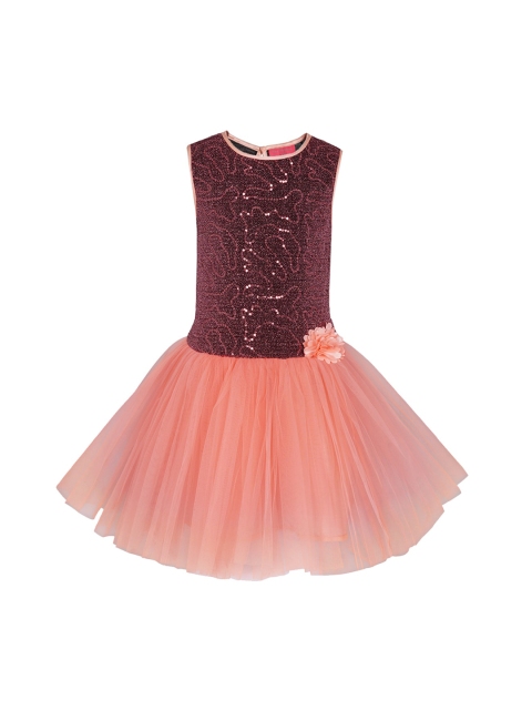 

Toy Balloon kids Girls Orange Embellished Fit and Flare Dress
