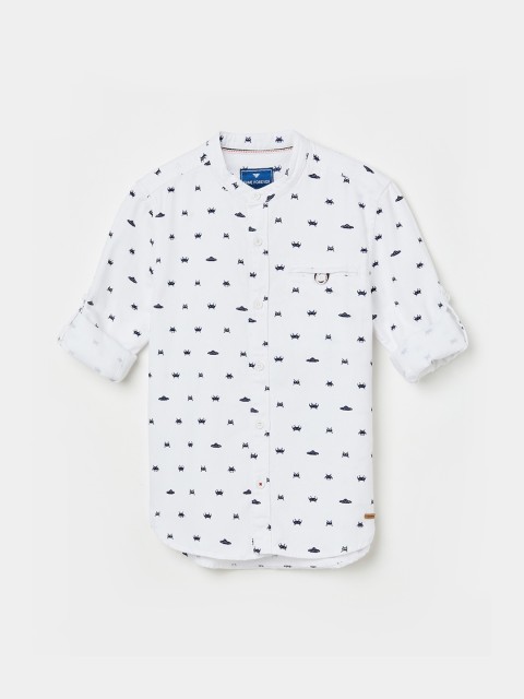 

Fame Forever by Lifestyle Boys White Slim Fit Printed Casual Shirt