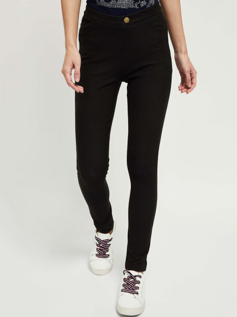 

max Women Black Skinny Fit Jeggings