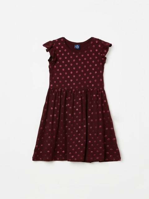 

Fame Forever by Lifestyle Girls Burgundy Printed Fit and Flare Dress