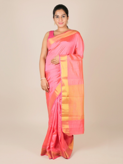 

Pothys Pink Solid Jute Silk Saree