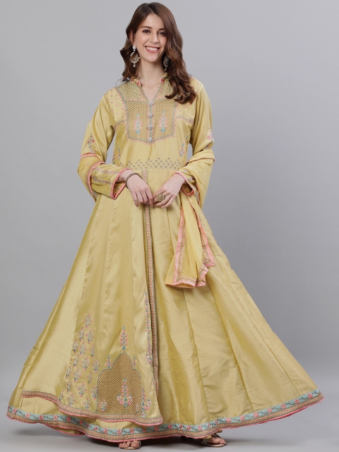 

Ishin Women Gold-Toned Embroidered Anarkali Kurta