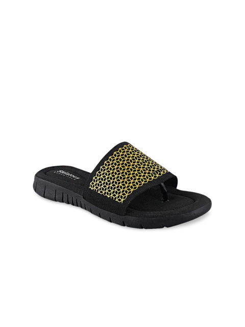 

Stelatoes Women Black Embellished Mesh T-Strap Flats