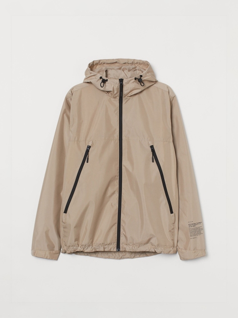 

H&M Men Beige Solid Open Front Windbreaker