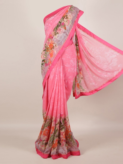

Pothys Pink Printed Poly Georgette Saree