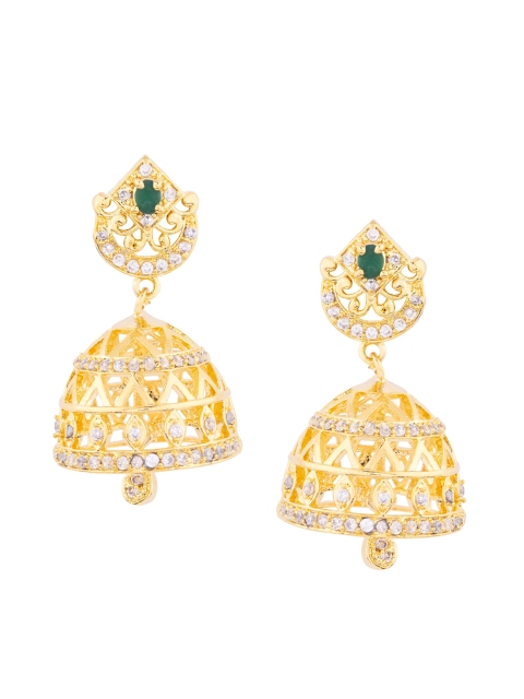

Voylla Gold-Plated CZ-Studded Dome Shaped Jhumkas