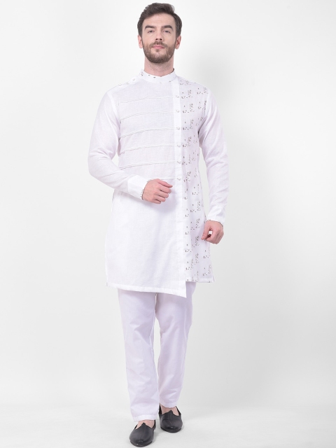 

SG LEMAN Men White & Maroon Printed Kurta with Pyjamas