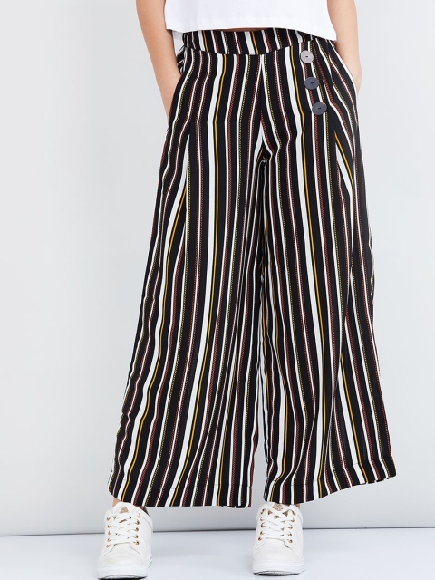 

max Women Black & White Striped Wide Leg Palazzos