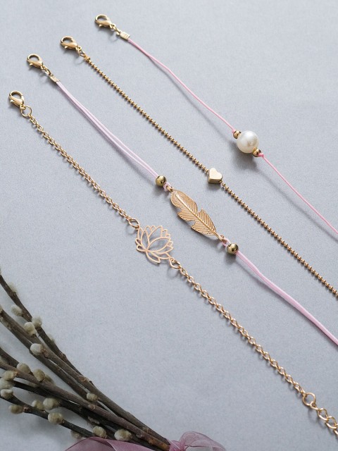 

Golden Peacock Women Set Of 4 Gold-Plated Charm Bracelets