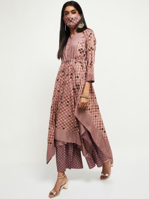 

max Women Mauve Printed A-Line Kurta