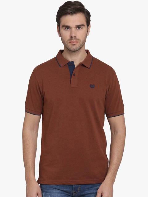 

Greenfibre Men Brown Solid Cotton Polo Collar Pure Cotton T-shirt