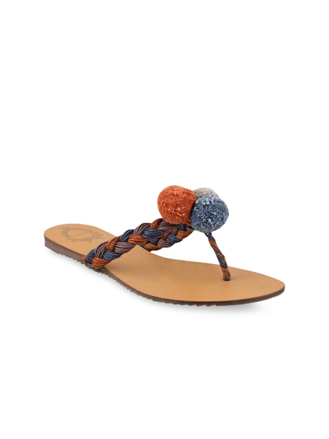 

Stelatoes Women Blue Woven Design T-Strap Flats