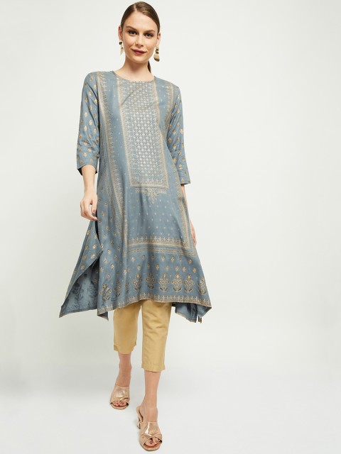 

max Women Blue Printed Kurta