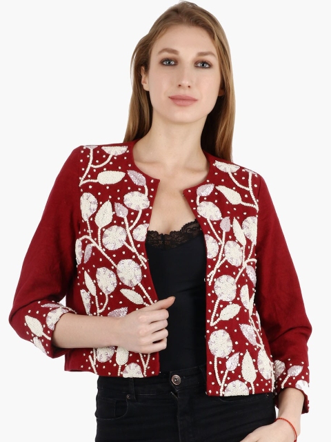 

Diwaah Women Red Embellished Tailored Jacket