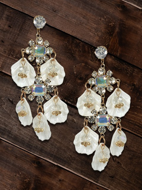 

MIDASKART White Contemporary Drop Earrings