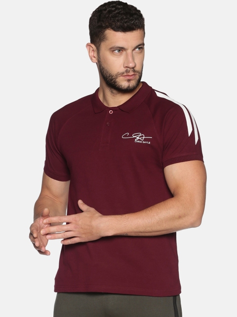 

ATTIITUDE Men Maroon Solid Polo Collar T-shirt