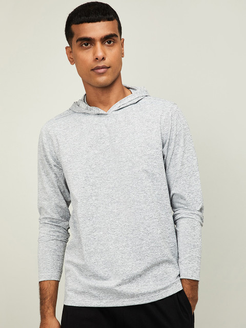 

Kappa Men Grey Self Design Hood T-shirt