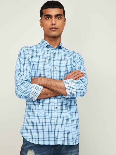 

Fame Forever by Lifestyle Men Blue Slim Fit Checked Casual Shirt