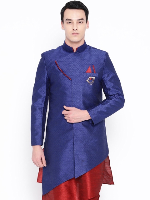 

SG RAJASAHAB Men Blue Printed Ethnic Tailored Jacket