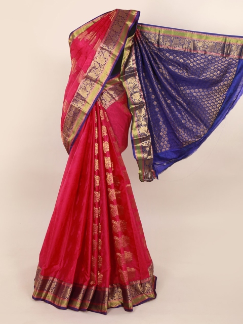 

Pothys Pink & Blue Pure Silk Woven Design Kanjeevaram Saree