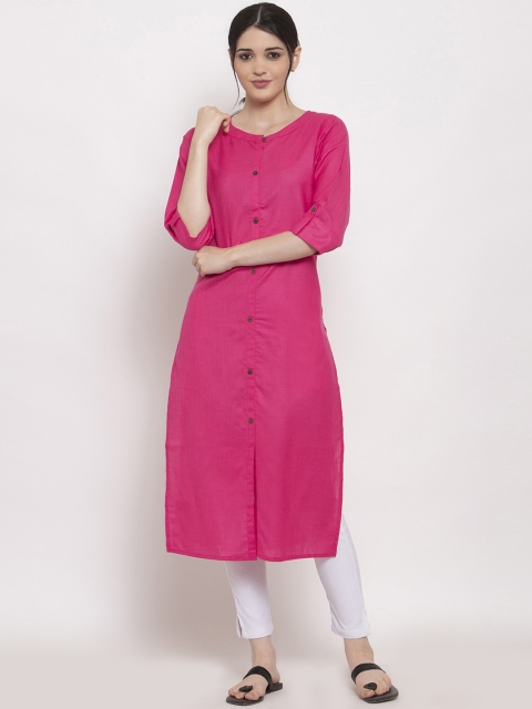 

ALC Creations Women Pink Solid Straight Kurta