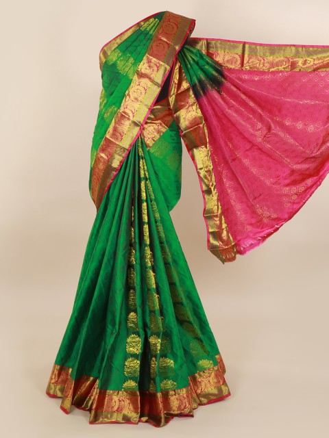 

Pothys Green Pure Silk Woven Design Kanjeevaram Saree