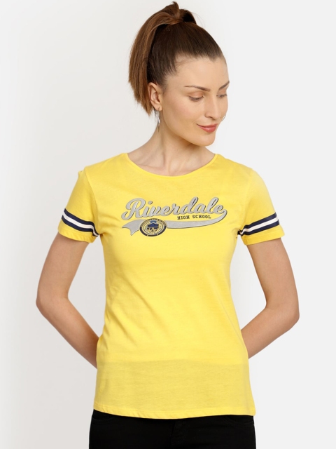 

Free Authority Women Yellow Riverdale Printed Cotton Round Neck Pure Cotton T-shirt