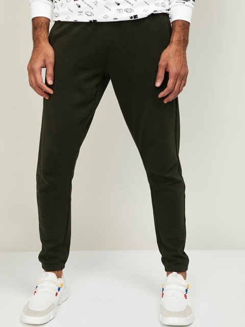 

Bossini Men Olive-Green Solid Straight-Fit Track Pants