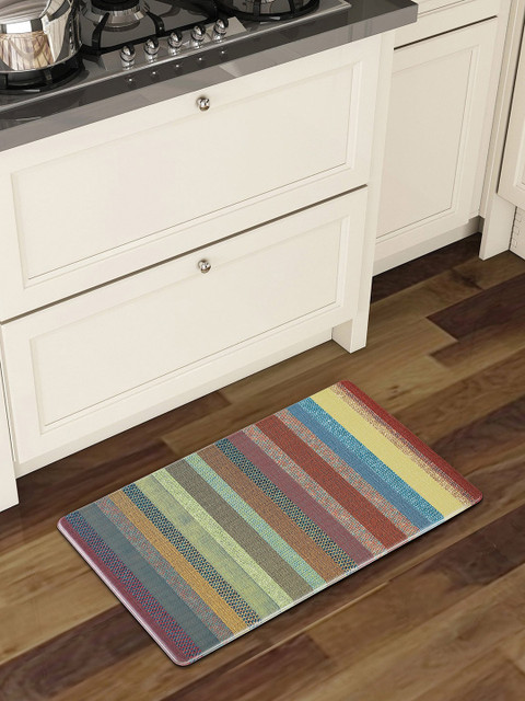 

OBSESSIONS Multicoloured Striped Anti-Skid Kitchen Floor Mat, Multi