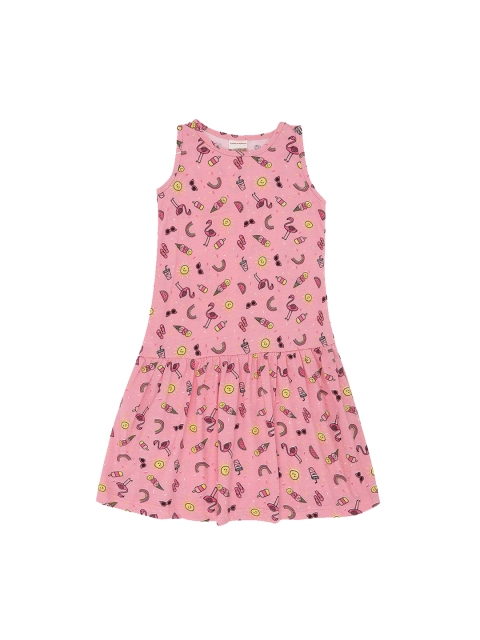 

RAINE AND JAINE Girls Pink Printed Cotton A-Line Dress