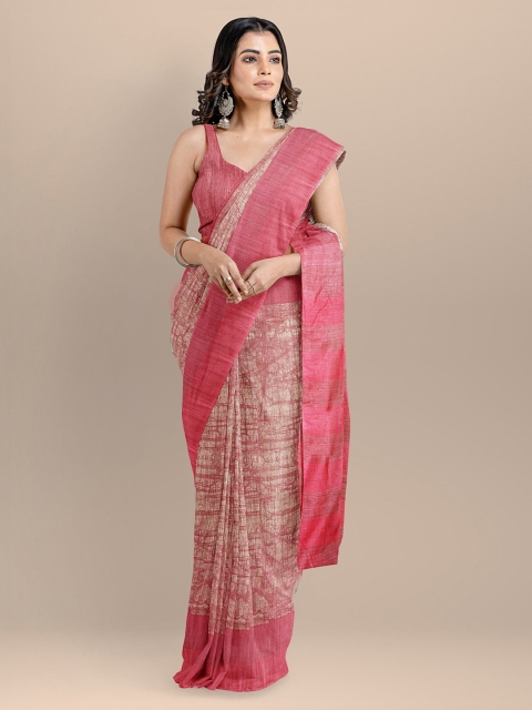 

BharatSthali Pink Silk Cotton Printed Narayan Peth Saree