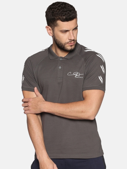 

ATTIITUDE Men Grey Solid Polo Collar Tshirt