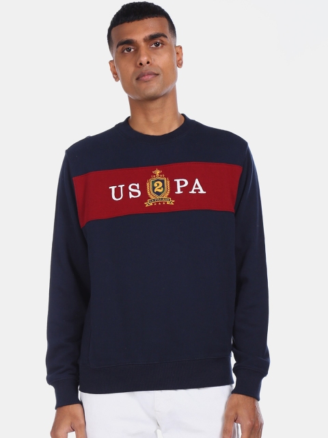 

U.S. Polo Assn. Men Blue Printed Sweatshirt