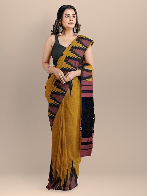 

BharatSthali Orange Pure Cotton Woven Design Sambalpuri Saree
