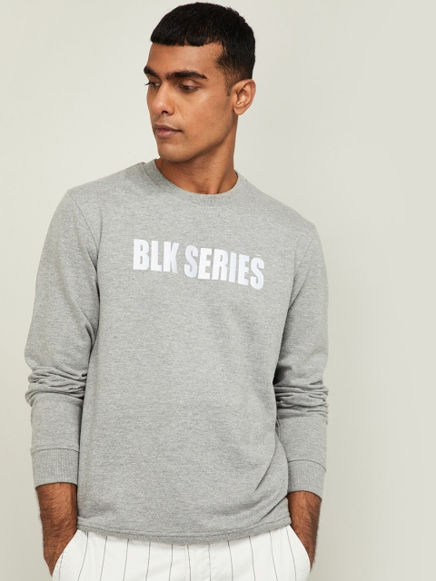 

Bossini Men Grey Melange Printed Pullover