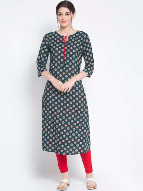 

ALC Creations Women Green Printed Straight Kurta