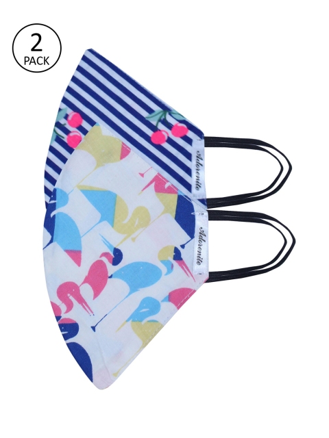 

ADORENITE Women Pack Of 2 Printed 2-Ply Reusable Cloth Masks, White
