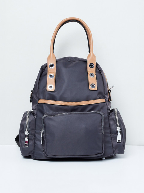 

max Women Navy Blue & Beige Solid Backpack
