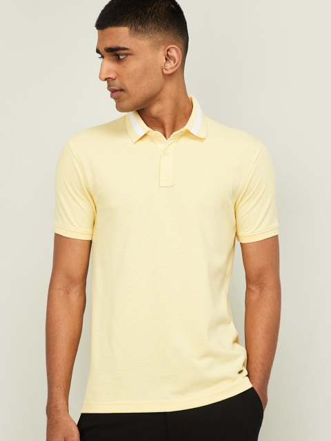 

CODE by Lifestyle Men Yellow Solid Polo Collar T-shirt