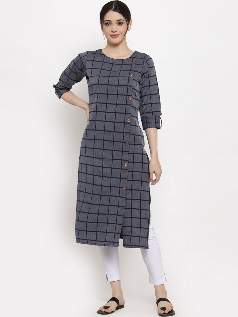 

ALC Creations Navy Blue Checked Kurta