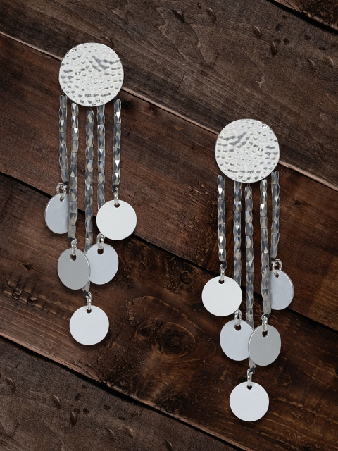 

MIDASKART Silver-Toned Contemporary Drop Earrings