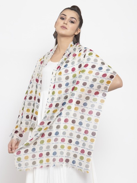 

J Style Women White Printed Stole