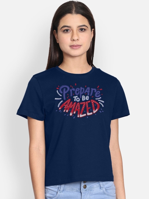

Free Authority Women Blue & Red Printed Round Neck T-shirt