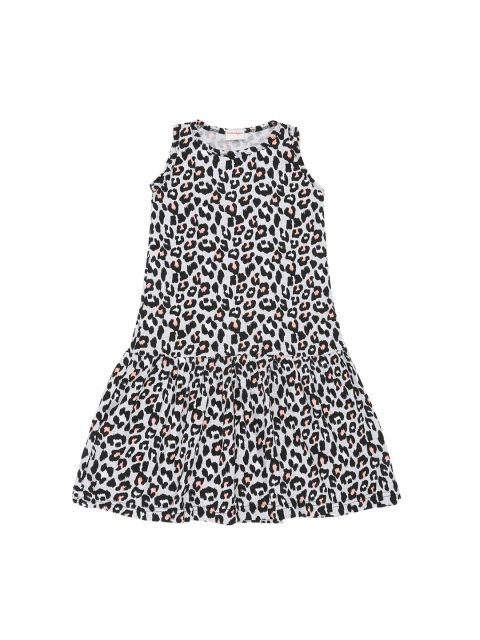 

RAINE AND JAINE Girls White Printed Drop-Waist Cotton Dress