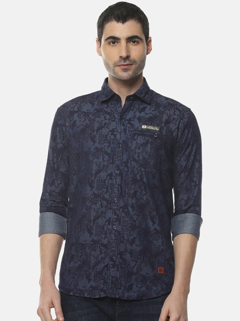 

Campus Sutra Men Blue Regular Fit Printed Casual Shirt